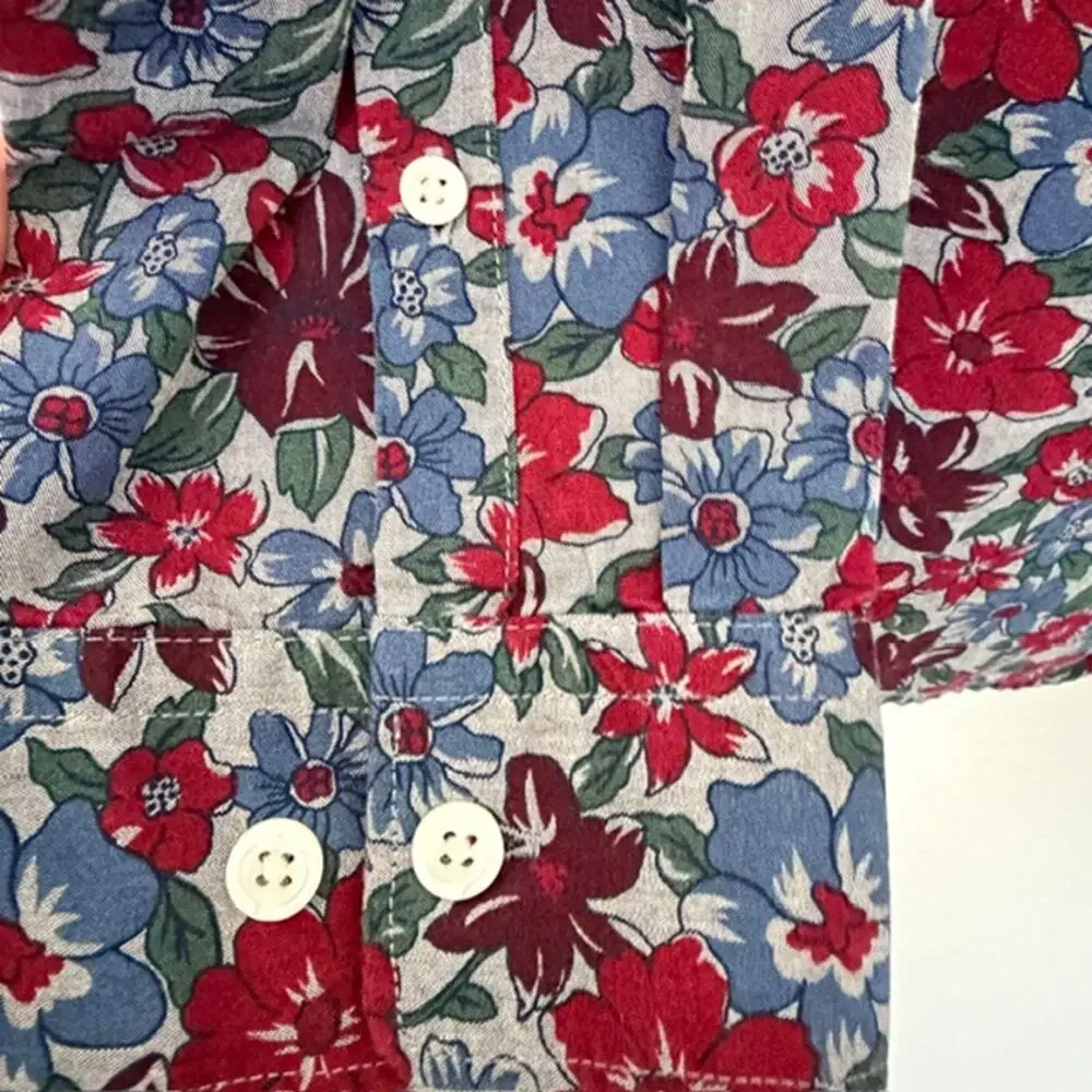 Express Slim Soft Wash Button-Down Shirt Men's Large Floral 100% Cotton